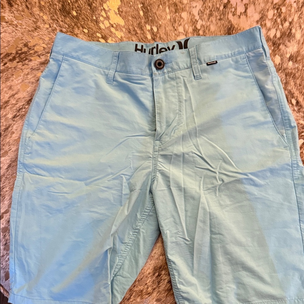 Hurley Men's Light Blue Flat Front Shorts